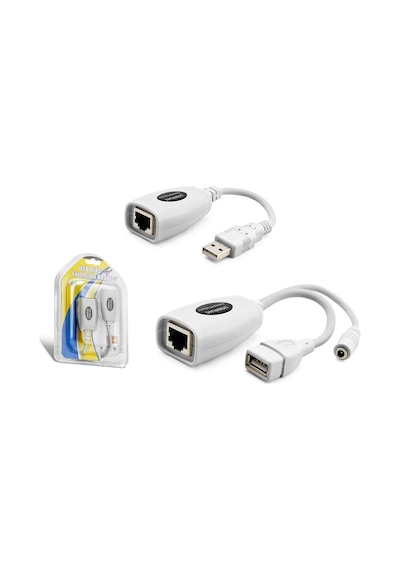 Usb Rj45 Kablolu Uzatıcı Seti 60 M - Beyaz Hdx5064 Evimdeyokyok
