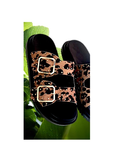 Mcdark Manolya Leopar Desen Trop Detay Terlik