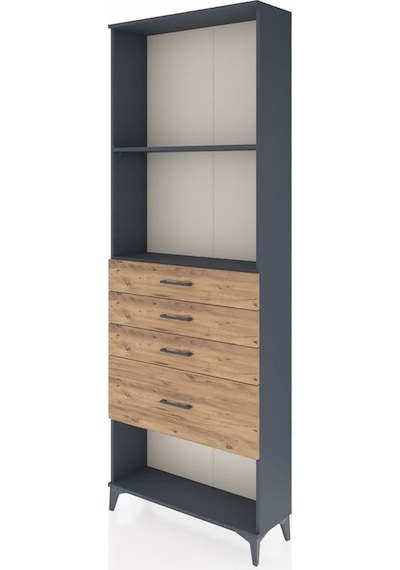 Arges Dolap 2 Raflı 4 Çekmeceli 88x30x243 Antrasit-çam Antrasit