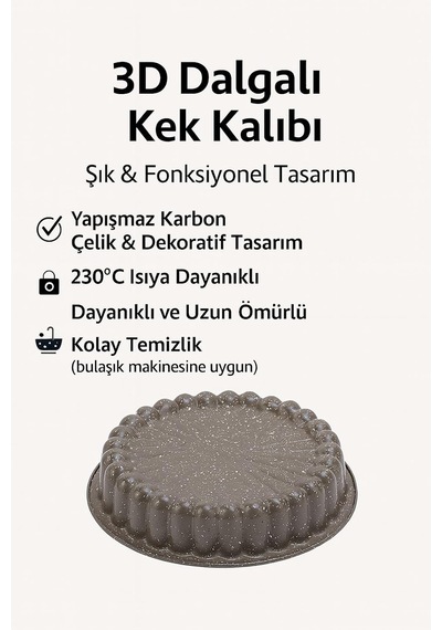 Karbon Çelik 22 Cm Yuvarlak Dilimli Tart Turta Kek Kalıbı Cin803khv Diğer