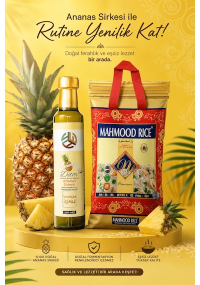 Mahmood Rice 1121 Basmati Pirinç 4 Kg +promar Ananaslı Detox 250 Ml Hediye