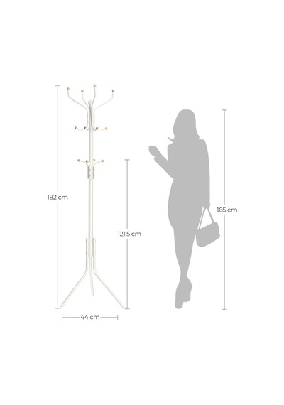 Askı Standı, Sağlam Metal Elbise Askısı, Gardırop Boyu Yaklaşık 182 Cm, Beyaz, Rcr19w