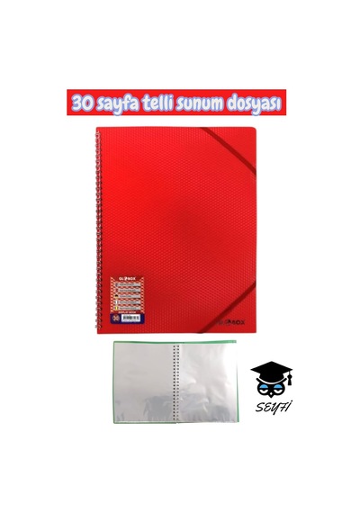 A4 Spiralli Sunum Dosyası, 30 Yaprak, Plastik Kapak, Kırmızı Diğer