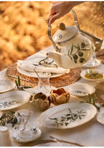 Bella Maison Olive Porselen 26 Parça 6 Kişilik Kahvaltı Takımı Yeşil Yeşil