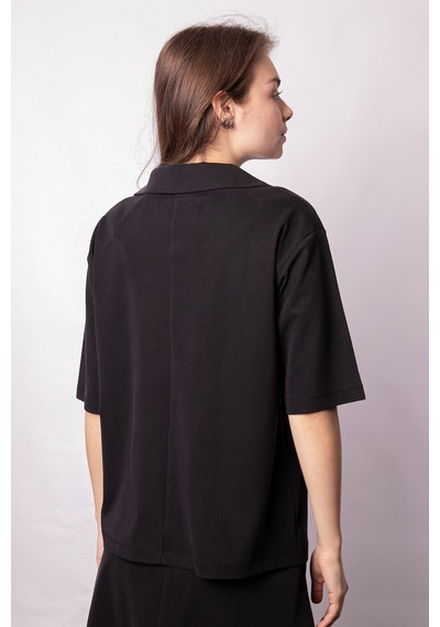 Kadın Yumşak Dokulu Esnek Kumaş V Yaka Yakalı Düşük Omuzlu Dirsek Boy Kollu Oversize Bluz-siyah Siyah Kadın Yumşak Dokulu Esnek Kumaş V Yaka Yakalı Düşük Omuzlu Dirsek Boy Kollu Oversize Bluz-siyah Siyah