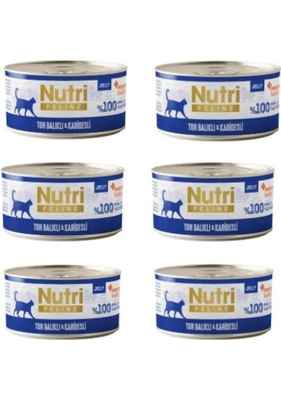 Nutri Feline Gurme Seri: Karidesli & Ton Balıklı Jöleli Tahılsız Yaş Mama 6x70g