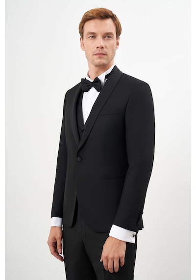 Morven Erkek Siyah Poliviskon Ceromonia Santorini Slim Fit Şal Yaka Damatlık 24mc055002001 Siyah Morven Erkek Siyah Poliviskon Ceromonia Santorini Slim Fit Şal Yaka Damatlık 24mc055002001 Siyah
