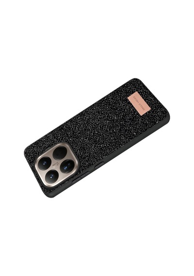 Xiaomi Mi 15t Pro Uyumlu Parlak Simli Taşlı Premium Kalite Kadın Telefon Kılıfı Kapak Siyah