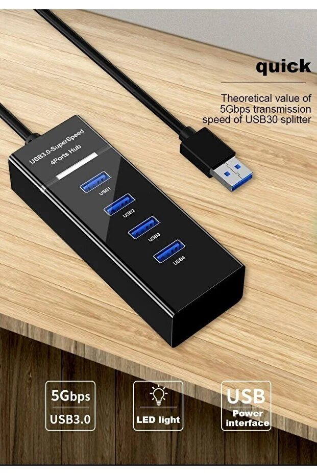 4 Port Usb 3.0 Hub Çoğaltıcı Çoklayıcı Swıtch Hızlı Usb Çoklama Dişi Splitter Laptop Bilgisayar Için