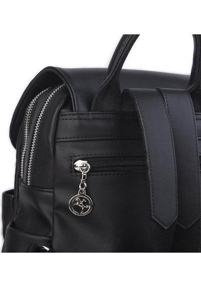 Nas Bag Kadın Sırt Çantası Çift Gözlü Spor Çanta 23x26x14 Cm Siyah Dona Çok Renkli