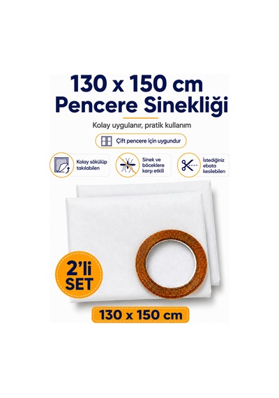 2li 130x150 5,6 Metre Cırt Bantlı Sökülüp Kesilebilir Takılabilen Çift Kanat Sineklik