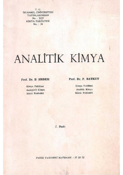 Analitik Kimya - B.erdem - F.baykut