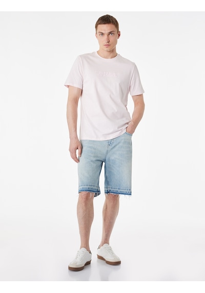 Koton Normal Bel Pamuklu Pis Paça Straight Fit Bermuda Jean Şort Orta İndigo 6sam40376nd