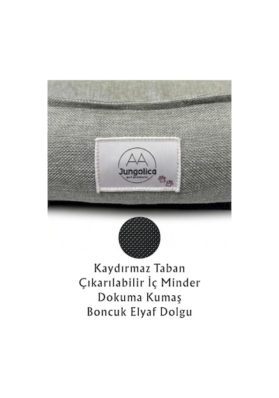 Vanilla Dokuma Kumaş Kedi & Köpek Yatağı Çıkarılabilir İç Minderli, Kaydırmaz Tabanlı, Bo