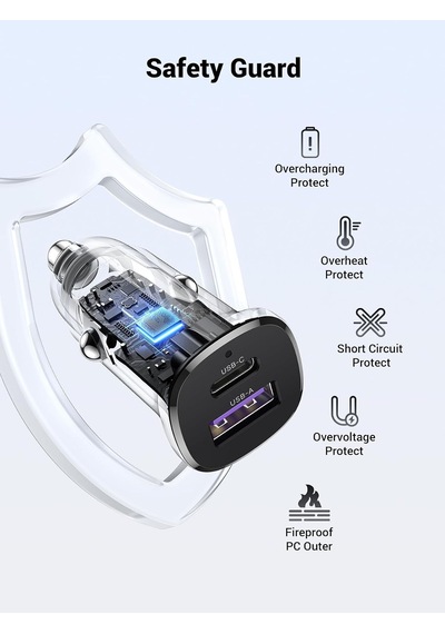 Lexroo 30w 2 Portlu Araç İçi Şarj Cihazı Çakmaklık Adaptörü, 25845 Standart