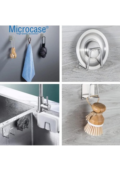 Güçlü Yapışkanlı Metal Banyo Mutfak Eşya Havlu Vb Ürün Askılığı Al4467-2 Adet Gümüş Diğer