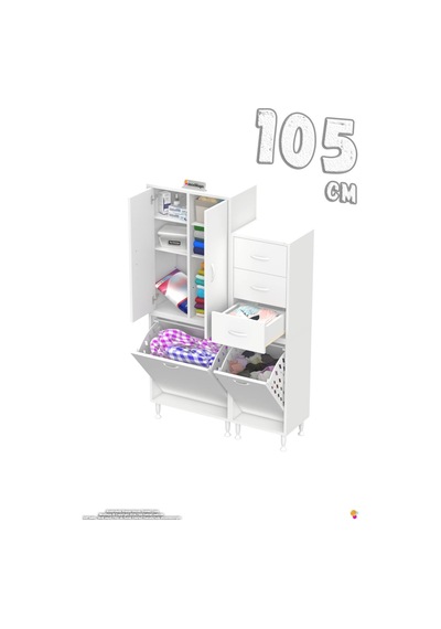 Ohbe 55 + 50cm Genişlik 160cm Boy 32,5cm Derinlik Kirli Sepetli 2 Kapak 3 Çekmeceli Çok Amaçlı Banyo Dolabı 55 + 50 Cm Ohbe 55 + 50cm Genişlik 160cm Boy 32,5cm Derinlik Kirli Sepetli 2 Kapak 3 Çekmeceli Çok Amaçlı Banyo Dolabı 55 + 50 Cm