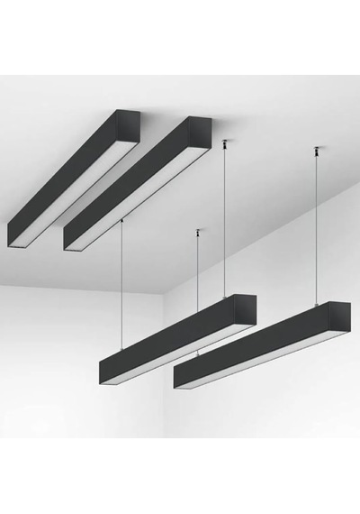 Lekoled Led Sarkıt Linear Aydınlatma 100 Cm Beyaz Işık 6500 K 5x8cm Aluminyum Siyah Kasa 6500k Beyaz Çok Renkli