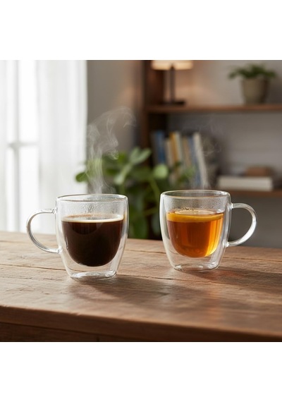 Lexroo 2'li Çift Cidarlı Borosilikat Cam Fincan Seti - 100 Ml Espresso Ve Türk Kahvesi Bardağı Çok Renkli