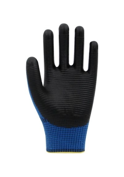 Beybi PN5 Zebra Polyester Örme Nitril İş Eldiveni 12 Çift – Mavi - Siyah