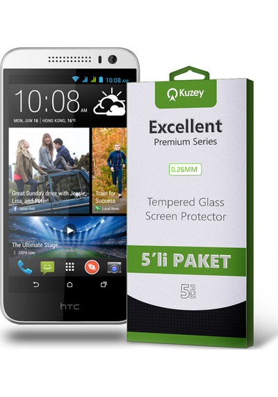 HTC Desire 616 ile Uyumlu Kırılmaz Temperli Ekran Koruyucu Cam Ekonomik 5'li Paket