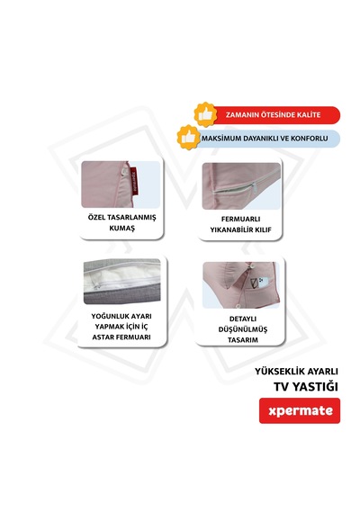 Xpermate Sırt, Bel, Boyun Destekli TV - Okuma Yastığı Ameliyat Sonrası Pembe