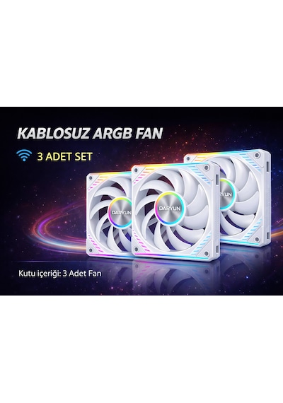Daryun Dy-wl99 Wıreless 3x120mm Beyaz Kasa Fanı 120mm Fan