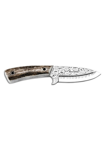 Bora 408 Leopard Geyik Boynuzu Saplı Gravürlü Kamp Bıçak Çok Renkli