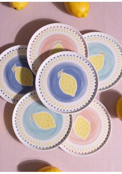 The Mia Itl0001 Italian Summer Pasta Tabağı 6lı Set 19 Cm Ekru