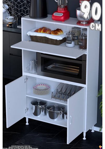 Rona 90 Cm Çok Amaçlı Mutfak Kiler Dolabı Raflı Mikrodalga Fırın Standı Banyo Dolabı 90x150x32 Cm Beyaz Rona 90 Cm Çok Amaçlı Mutfak Kiler Dolabı Raflı Mikrodalga Fırın Standı Banyo Dolabı 90x150x32 Cm Beyaz