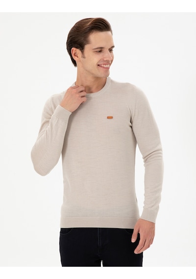 U.S. Polo Assn. Erkek Slim Fit Bisiklet Yaka Taş Melanj Kazak 50297040-VR225
