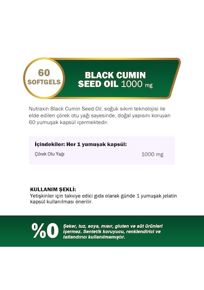 Nutraxin Black Cumin Seed Oil 1000 Mcg 60 Kapsül