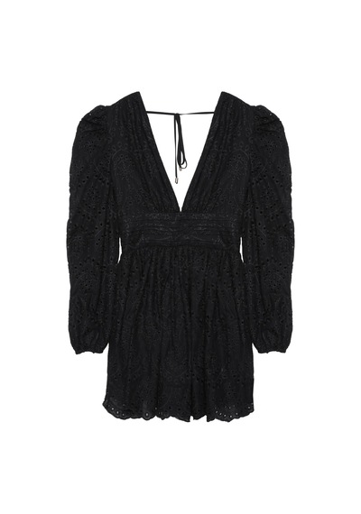 Olla Collection Brode Detaylı Elbise Beyaz Siyah Olla Collection Brode Detaylı Elbise Beyaz Siyah