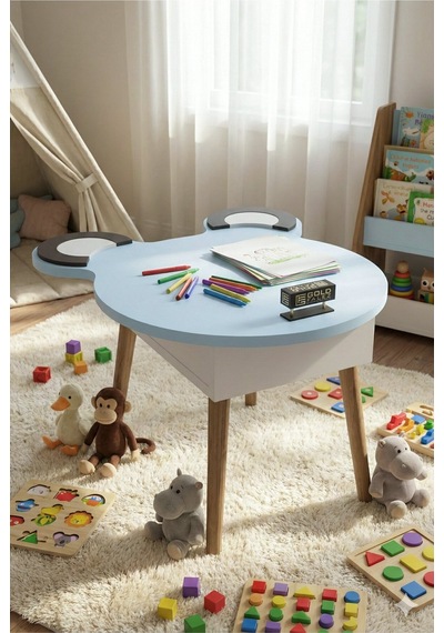 Çocuk Masası Happy Face 50 60 48 CM Oyun, Boyama ve Etkinlik Masası Mavi