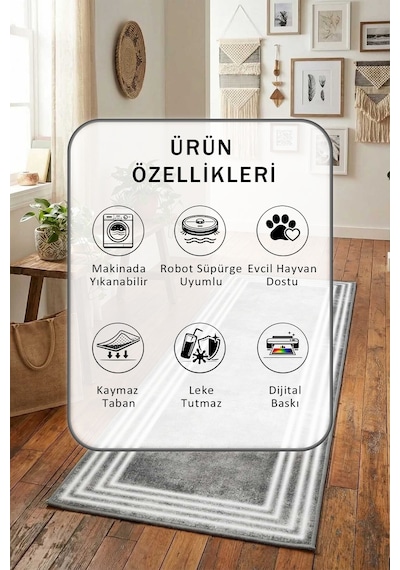 Yıkanabilir Yolluk 60 Beyaz