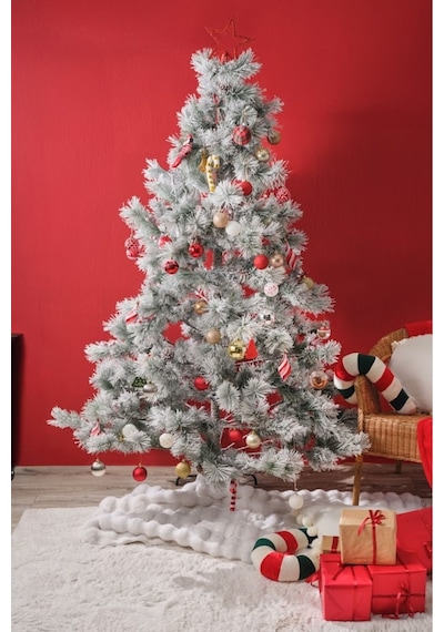 Karaca New Year Yılbaşı Karlı Kozalak ve Çiçekli Çam Ağacı 1030 Dal 210 cm