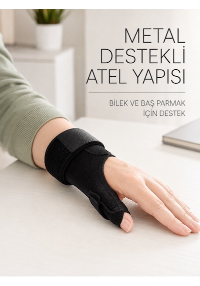De Quervain El Bilekliği Başparmak Ve Bilek Destekli Metal Atel - Lisinya Siyah