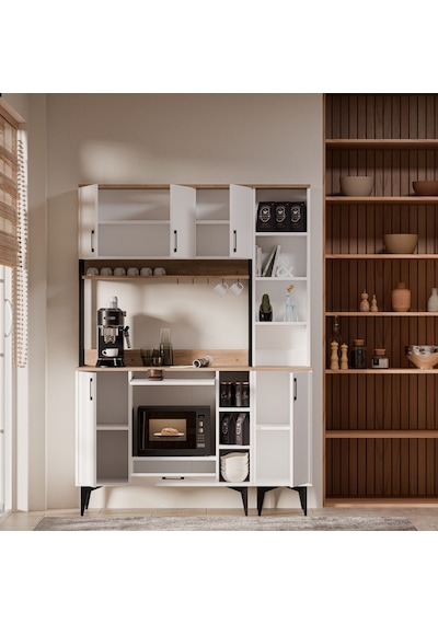 MEZZA SET 5260-5261 COFFEMATE Kahve Köşesi Çok Amaçlı Dolap Kiler Mutfak Dolabı Sepet Beyaz
