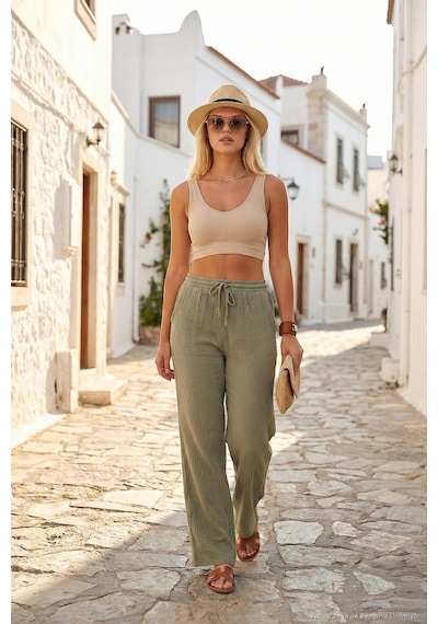 Lela Bayan Pantolon 668yp5540 Açık Haki Açık Haki