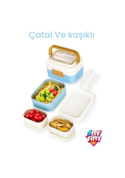 540 Ml 2 Kat Paslanmaz Çelik Lunch Box Yeni Nesil Sefer Tası Çatal & Kaşık Ff6750-540 Pembe