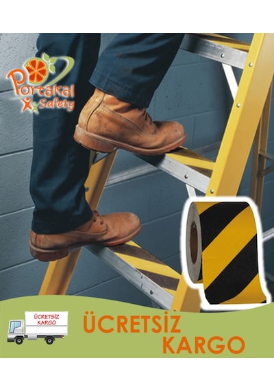 Portakal Safety Kaydırmaz Bant 10 Metre-Sarı Siyah (72535887)