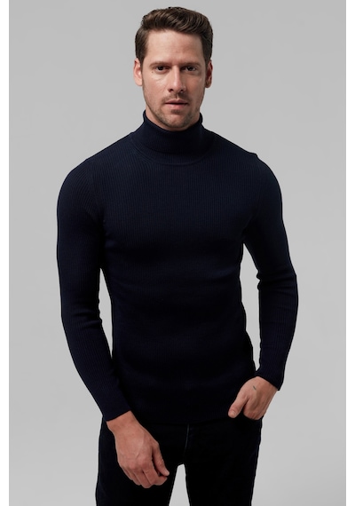 Twn Slim Fit Lacivert Rib Örgü Kazak 5ec0606317641 101