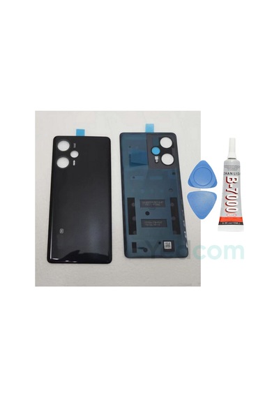 Xiaomi Redmi Note 12 Turbo Siyah Arka Cam Batarya Pil Kapağı Telefon Arka Kapak Yapışkan Beraber