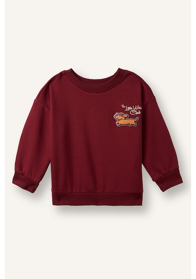 Defacto Oversize Hayvan Baskılı Bisiklet Yaka İçi Yumuşak Tüylü Sweatshirt Erkek Bebek I3807a526wnbr281 Bordo-br281