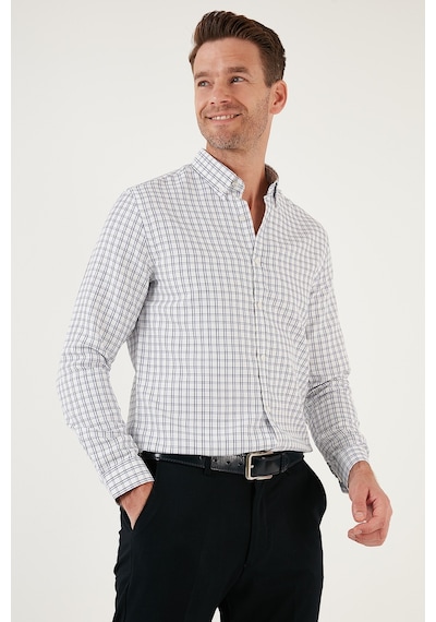 Buratti Kareli Pamuk Karışımlı Düğmeli Yaka Uzun Kollu Slim Fit Erkek Gömlek Cf23S7497 Lacivert-Siyah Buratti Kareli Pamuk Karışımlı Düğmeli Yaka Uzun Kollu Slim Fit Erkek Gömlek Cf23S7497 Lacivert-Siyah