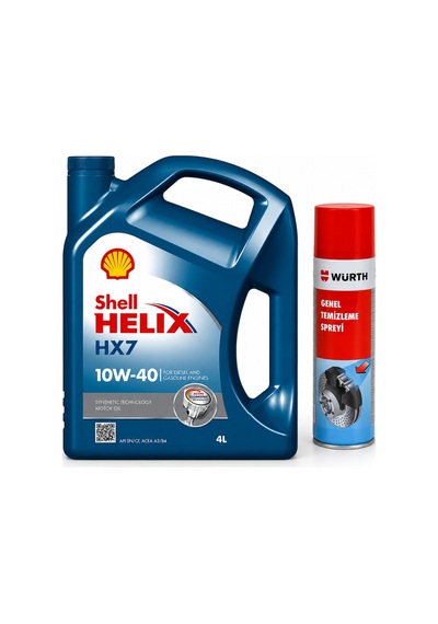 Shell Helix Hx7 10W-40 Motor Yağı 4 L + Würth Balata Spreyi 500 ML