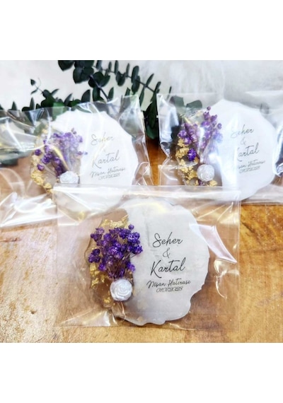Poşetli Epoksi Magnet 45 Adet Söz Nişan Nikah Kına Düğün Hediyeli