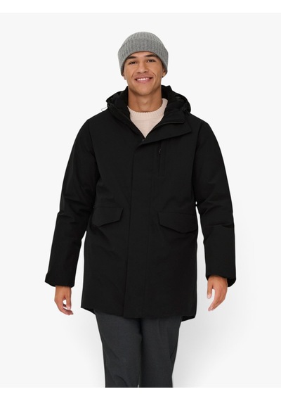 Only & Sons Onsenrıco Waterproof Stretch Parka Noos Erkek Siyah Mont - 22037057