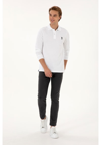U.S. Polo Assn. Erkek Regular Fit Polo Yaka Beyaz Basic Sweatshirt 50307757-VR013