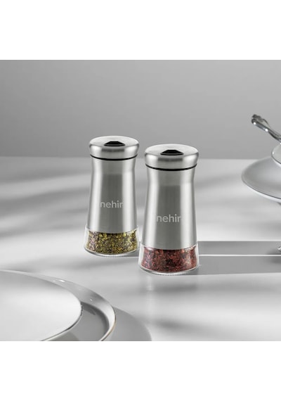 Nehir İdil 6 Lı Cam Silindir Tuzluk - Biberlik Baharatlık 120ml.